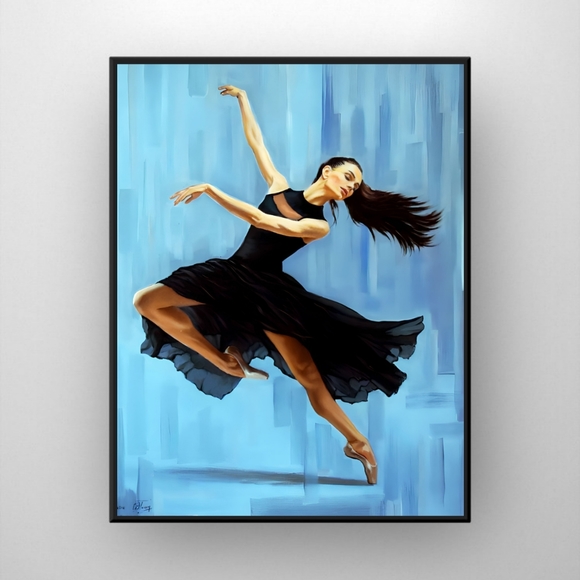 Black Dress Ballerina Art Paintings Set Art Print Framed 11x8.5 Format - Picture 1 of 1